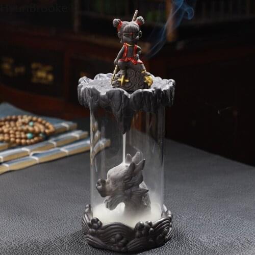 Zen 10Pcs Incense Creative Decorations Zen Zen Monkey King Windproof Backflow Incense Burner Feng Shui Mascot Micro Landscape