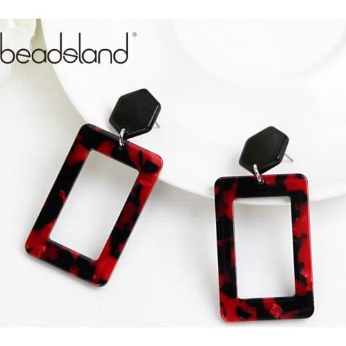 Beadsland Acetic Acrylic Fashion Drop Earrings Office Career Rectangle Design Women Girls Dancing Party Christmas Gift 39723