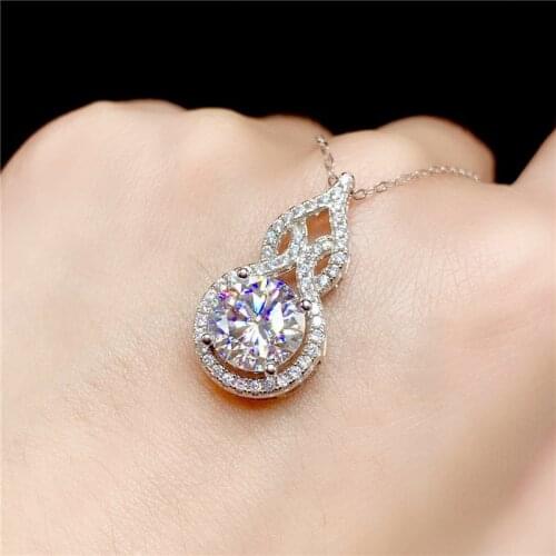 Charm White Round Zircon Geometry Necklace Fashion Crystal Gourd Pendant Necklace Vintage Silver Color Chain Necklaces For Women
