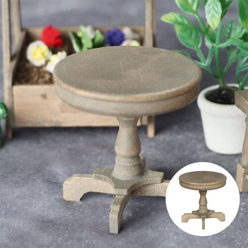 1:12 Doll House Chic Antique Wood Round Table Furniture Model Accessory Toys
