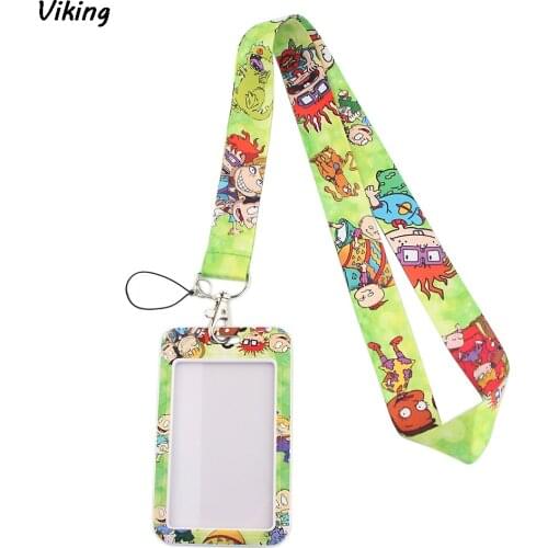 20pcs/lot G1544 Cartoon Necklack Lanyard Key Gym Strap Multifunction Mobile Phone Decoration With Card Holder Cover For Fans