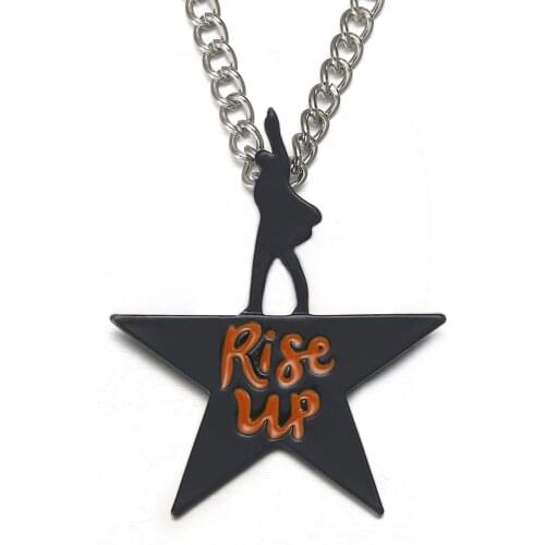 20pcs Rise up Hamilton Necklace Black Star Pendant Necklace for Women Men Fan Broadway Musical Jewelry Wholesale