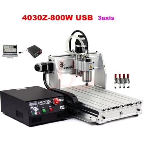 3 axis cnc router 4030Z-800W Mach3 software with USB port for aluminum stone metal cutting