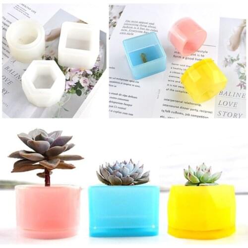 3Pcs/Set Crystal Epoxy Resin Mold Flowerpot Casting Silicone Mould Handmade DIY Crafts Decorations Storage Box Making Tools