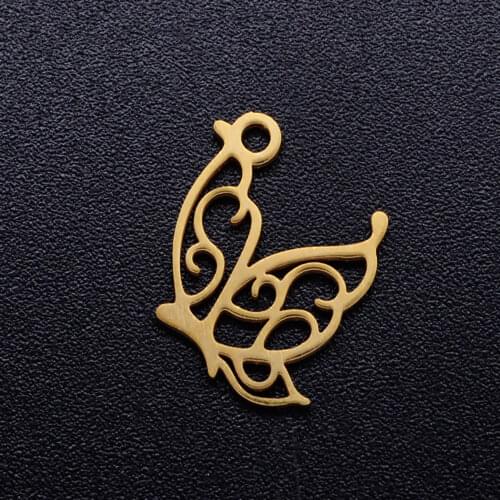 5pcs/lot Flying Butterfly Stainless Steel DIY Charms Wholesale DIY Pendants for Necklace Making Never Tarnish