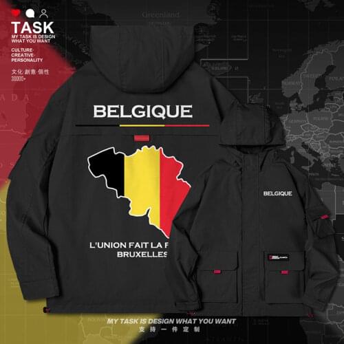 Belgium BEL Belgique Belgien Belgian men jacket hooded map nation flag top printed long sleeve mens streetwear clothes autumn