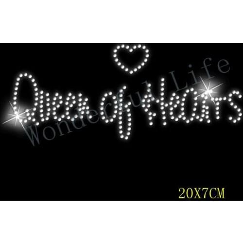 Free Shipping Queen Of Hearts Iron on Hen Night - Slogan 80s Birthday Crystal t shirt Transfer