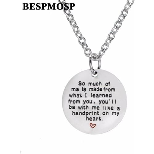 Bespmosp 12PC/SET So Much Of Me Is Made From Heart Stainless Steel Pendant Charm Chain Trendy Necklace Jewelry Teachers Fathers