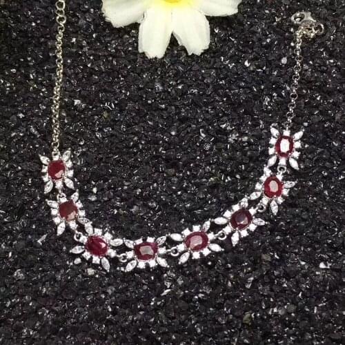 Natural red ruby gem Bracelet Natural gemstone bracelet S925 silver Romantic Elegant geometry Talonpaw girl party gift jewelry