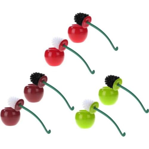 Creative Cherry Shaped Toilet Brush Holder Set Bathroom Cleaning Kit Cleaner Brush Toilet Cleaning Brush Household