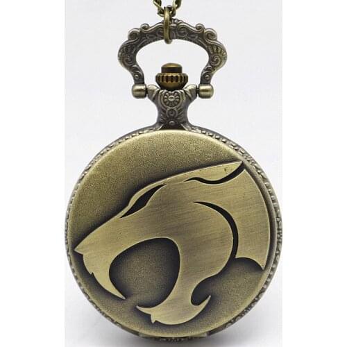 Full Metal Alchemist Bronze Watches Wolf Pendant Mens Quartz Pocket Watches Japan Anime Necklace Best Gift for Children XH3011