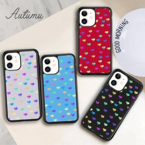 Ditsy Hearts rubber Phone Case for iPhone 11 12 Pro Max mini X XR XS SE 2020 5 6S 7 8 Plus Samsung Galaxy S8 S9 S10 Cover shell