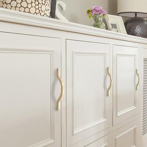 Black Cabinet Pulls Handles Simple Furniture Handles Brass Color Drawer Knob Wardrobe Closet Hardware Modern Furniture Accessory