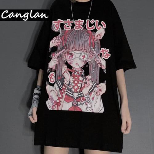 Gothic Graphic T-shirt for Women Ladies Summer Harajuku T Shirt Short Sleeve Tshirt Streetwear Clothes Pastel Goth Tee Tops