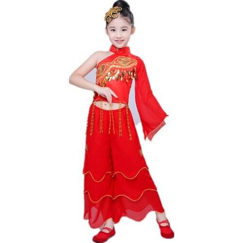 Chinese Folk Dance Costume for Woman New Childrens Classic Yangko Dress Girls Dance In Costumes