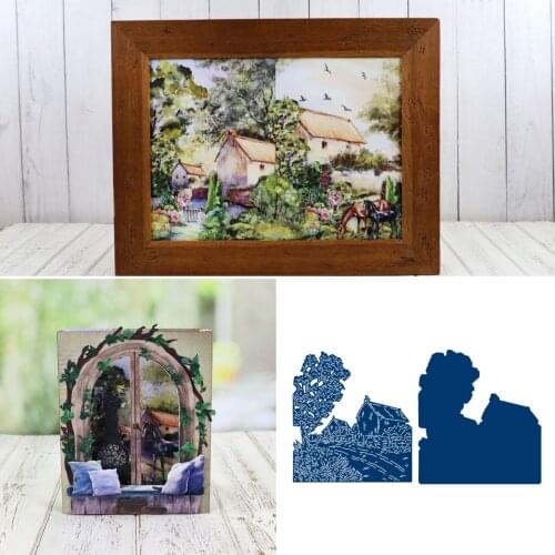 Path in the mountain village Metal Cutting Dies Scrapbook Diary Decoration Stencil Embossing Template DIY Greeting Card Handmade