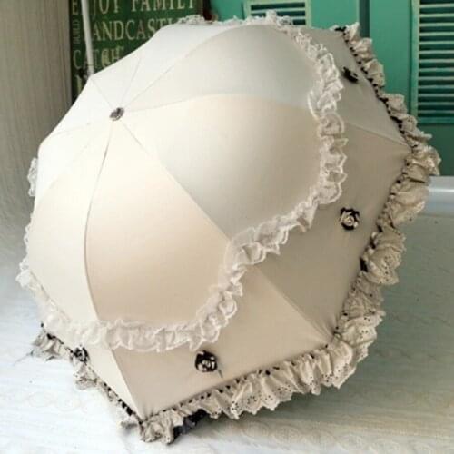 Mi Umbrella Rain Women Flowers Lace Umbrellas Kids Girls Parasol Clear Unbrella Corporation Gifts Men Parts Double Layer Sun UV