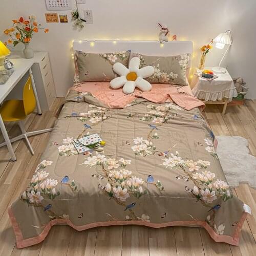 Lovely Birds Printed Bedspread/1PCS Cotton Summer Blanket Duvet Quilt/150x200cm/180x220cm/200x230cm Bed Cover
