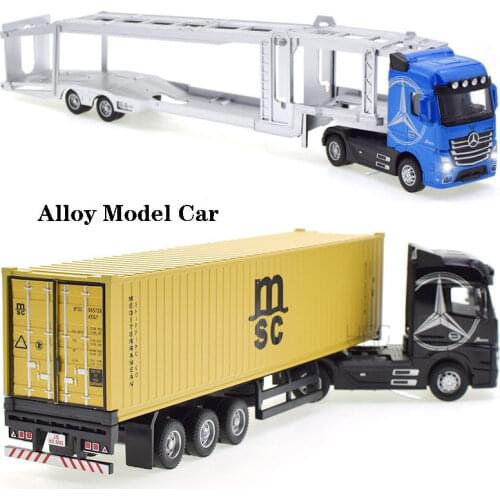 1:50 Diecast Alloy Truck Head Model Toy Container Truck Pull Back With Light Engineering Transport Vehicle Boy Toys For Children