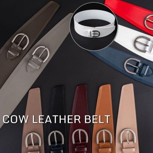 New belt women with suit skirt summer decoration leather retro caramel color black wide waist sealing belt