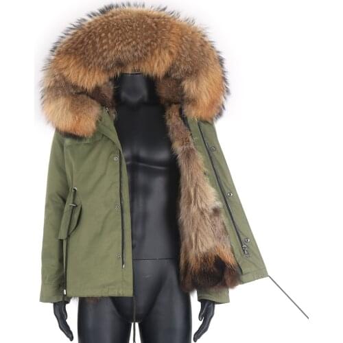 2021 Winter Jacket Mens Real Fur Coat 7XL Real Raccoon Fur Hooded Coat Casual Natural Removable Raccoon Fur Liner Parkas