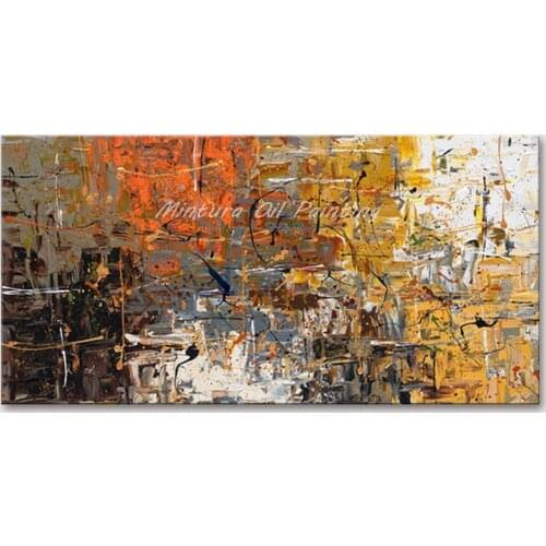 Mintura Wall Pictures for Living Room Abstract Color Blocks Lines Hand Painted Acrylic Canva Oil Paintings Hotel Decor No Framed