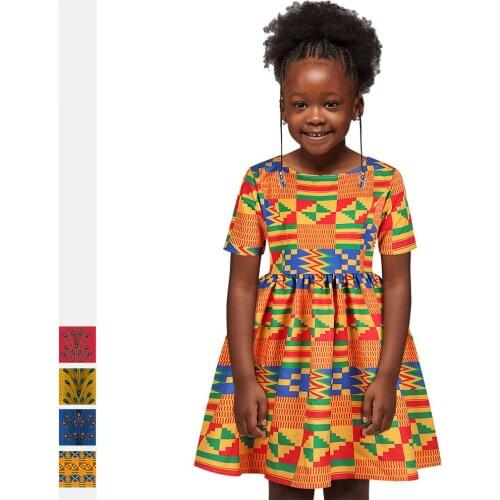 2020 NEW Summer Pretty African Kanga Clothes for Kids Girls Short Sleeve Princess Dress Floral Vestidos Dashik Party Vacation