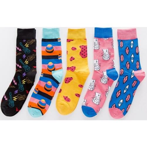 New colorful electric guitar dog casual men socks funny funny hit color long wedding dress cheap socks men dress wholesalesokken