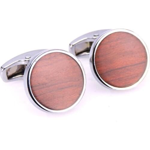 New high-grade mahogany Silvery Round Cufflinks fashionable mens French shirt cuff buttons