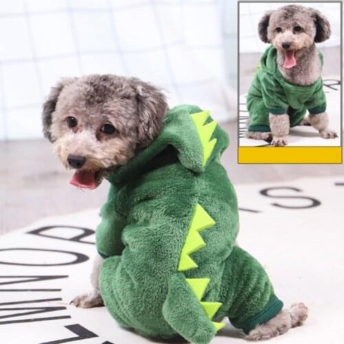 Dog Clothes Soft Fleece Halloween Warm Dinosaur Jumpsuits for Small dog Cats Costumes Winter Dog Coat Jacket Pet Pajamas