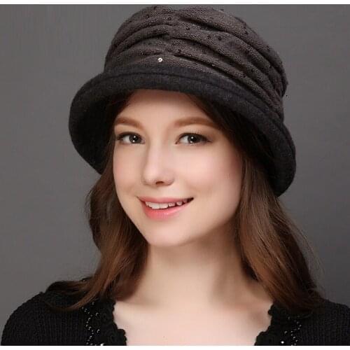 Autumn Winter Ladies Elegant Wool Hat Adult Fashion Warm Woolen Hat Students Cashmere Fisherman Cap Foldalbe Travel Cap B-7671