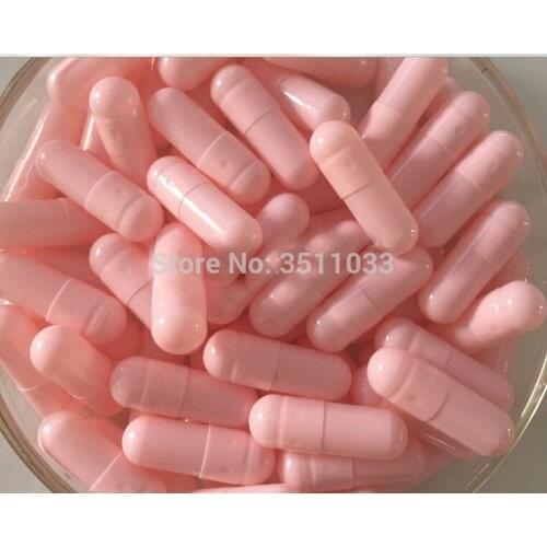 1000pcs/Lot Size0# Pink Empty Medicine Capsule Shells, Hollow Gelatin Seperated Pink Capsule Bottle, Powder Refillable Container