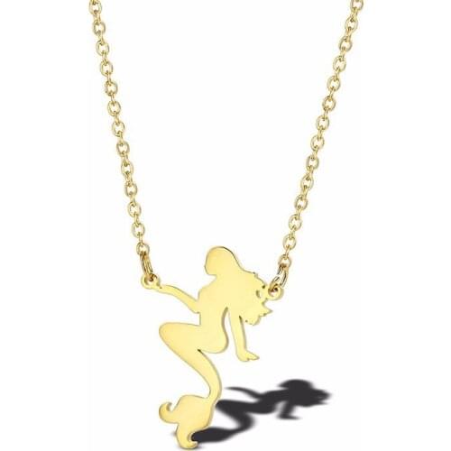 RIR Stainless Steel Beautiful Mermaid Charm Necklaces Nautical Mythology Marine Life Female Jewellery Necklace