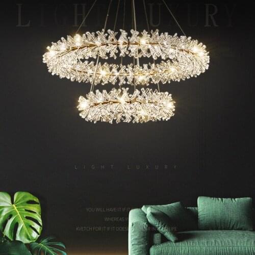 Luxury Large Crystal Chandelier 40 60 80cm Ring LED Chandelier Living Room Decoration Bedroom Light Fixtures Carlota lighting