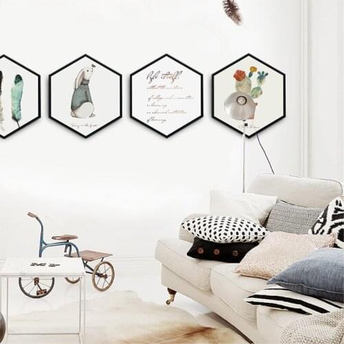Lucky gift Hexagon Canvas Painting Posters and Prints Oil Painting Wall Art Canvas Framed Home Decor Hallway Bedroom Picture
