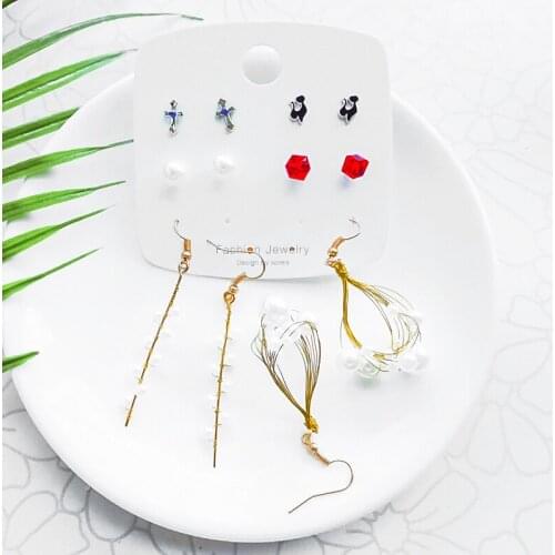 Womens Earrings Korean Geometric Crystal Cat Stud Earrings New Arrival Handmade Pearl Water Drop Earrings 2021 Trend Jewelry