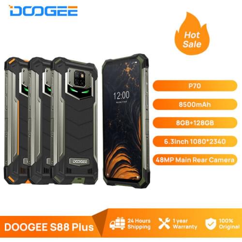 DOOGEE S88 Plus Rugged SmartPhone 48MP Main Camera 8GB RAM 128GB ROM IP68/IP69K smart phone Android 10 OS Global version