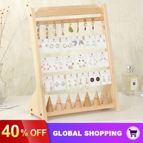 Solid Wood Jewelry Rack Hanging Necklace Bracelet Jewelry Rack Ring Storage Rack Counter Display Jewelry Display