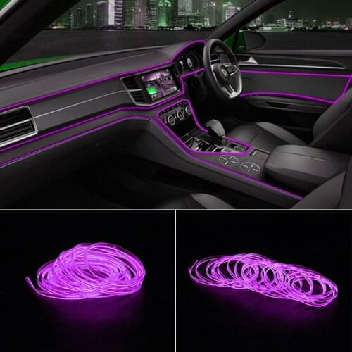 5M Car Interior Lighting Strips Auto LED Strip Garland EL Wire Rope Car Decoration Neon Atmosphere LED Lamp Flexible Rope Tube