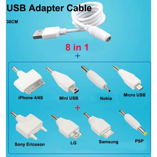 8 in 1 Universal USB Multi Cable Smart Adapter Charger Micro Mini USB Cable For mp3 mp4 nokia psp 4s LG camera games sound