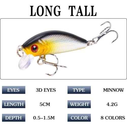 1PCS 5cm 4.2g New JERK MINNOW Hot Model Fishing Lure Hard Bait 8Color wobbler Minnow Quality Professional Depth0.5-1.5m