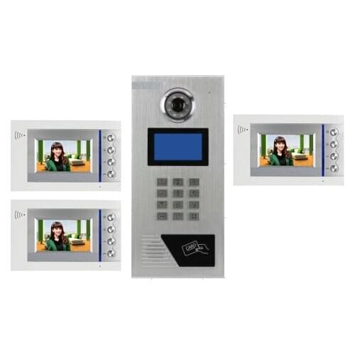 XinSILu Building Home security Video Intercom System 4.3" LCD Video Door Phone IR Home Video Doorbell For 3-Apartments 1 Doors