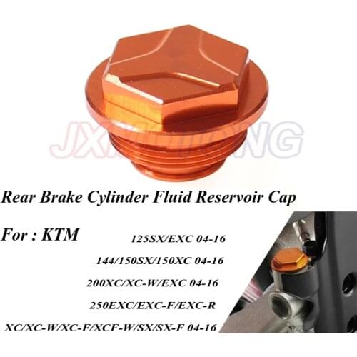 Rear Brake Cylinder Fluid Reservoir Aluminum Orange CNC Cap for KTM SXF SX EXC EXCF 125 150 250 350 400 500 525 2004 -2015 Year