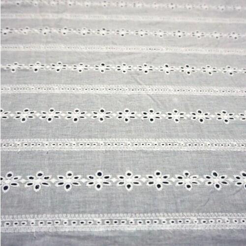 White Flower Hollow Out Lace Cloth Embroidered Womens Summer Cotton Cloth Hollow Lace Fabric