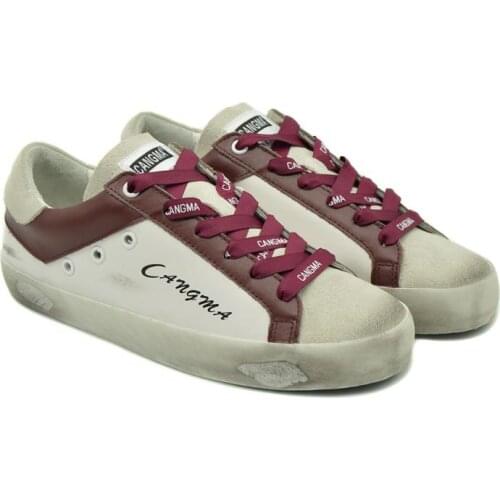 CANGMA Luxury Brand Designer Shoes White Wine Genuine Leather Handmade Flats Woman Vintage Platform Sneakers Female 2021