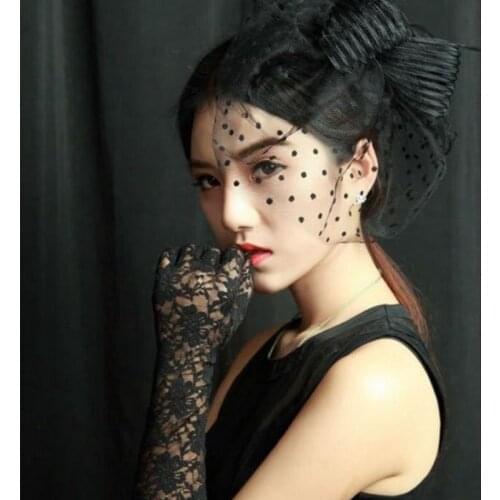 2019 Women Face Bridal Hats and Fascinators White/ Black Net Wedding Hair With Comb Bridal Hair Accessories