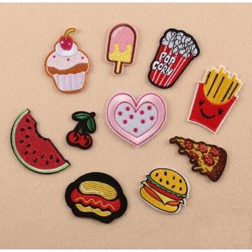 1pcs/10pc classic burger combo Embroidered Patches for Clothes Ironing Sew Appliques for Jackets Bag Shoes Sticker Badges cp1600