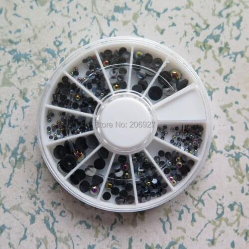 1PC OD-143 3D 6 sizes Black AB Pearl Decoration in wheel Shiny Nail Decoration Lovely Outlooking