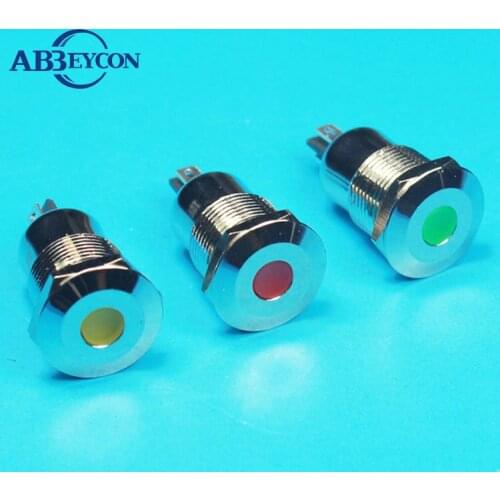 12mm Red/Yellow/Green/Blue/Orange Led Illuminated Light Waterproof Indicator 150mm 22AWG Wire 6V Mini Pilot Signal Lamp