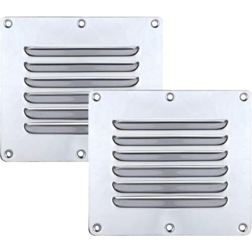 2pcs Louvred Stainless Steel Square Air Vent Grille Metal Wall Ventilation 12.5cm*11.5cm